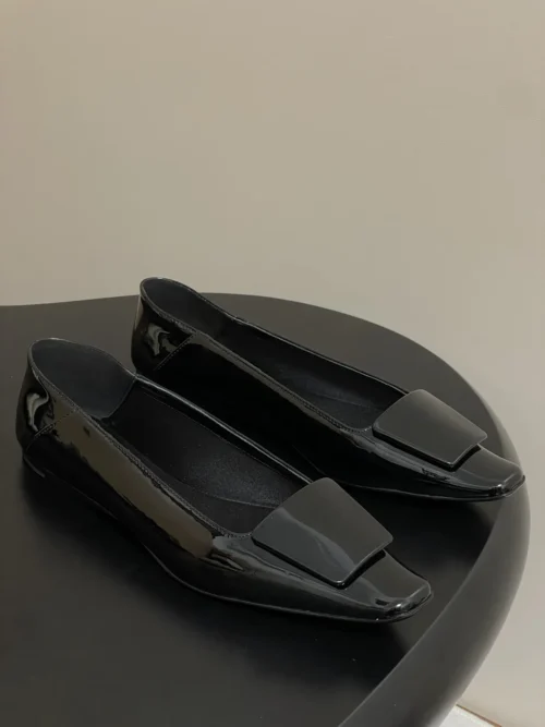Saint Laurent Patent Leather Square-Toe Ballet Flats