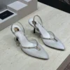Saint Laurent Lambskin Pointed-Toe Slingback Heeled Sandals