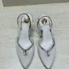 Saint Laurent Lambskin Pointed-Toe Slingback Heeled Sandals