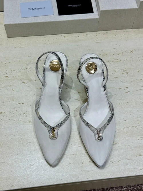 Saint Laurent Lambskin Pointed-Toe Slingback Heeled Sandals