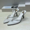 Saint Laurent Lambskin Pointed-Toe Slingback Heeled Sandals