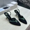 Saint Laurent Lambskin Pointed-Toe Slingback Heeled Sandals