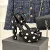 Saint Laurent Lambskin Peep-Toe Heeled Sandals