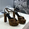 Saint Laurent Lambskin Slingback Heeled Sandals