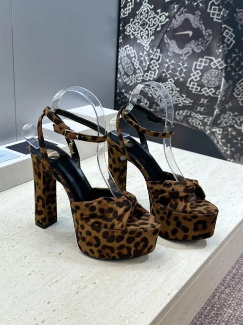 Saint Laurent Lambskin Slingback Heeled Sandals