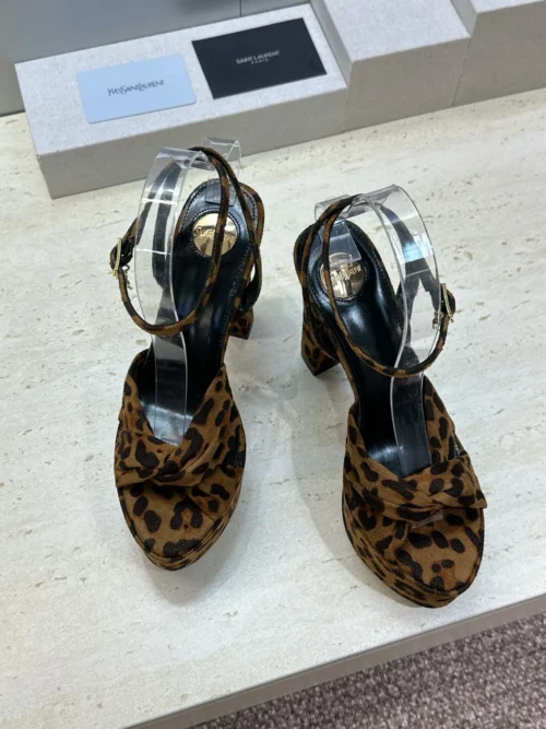 Saint Laurent Lambskin Slingback Heeled Sandals