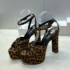 Saint Laurent Lambskin Slingback Heeled Sandals