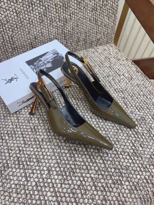 Saint Laurent Patent Leather Pointed-Toe Slingback Pumps