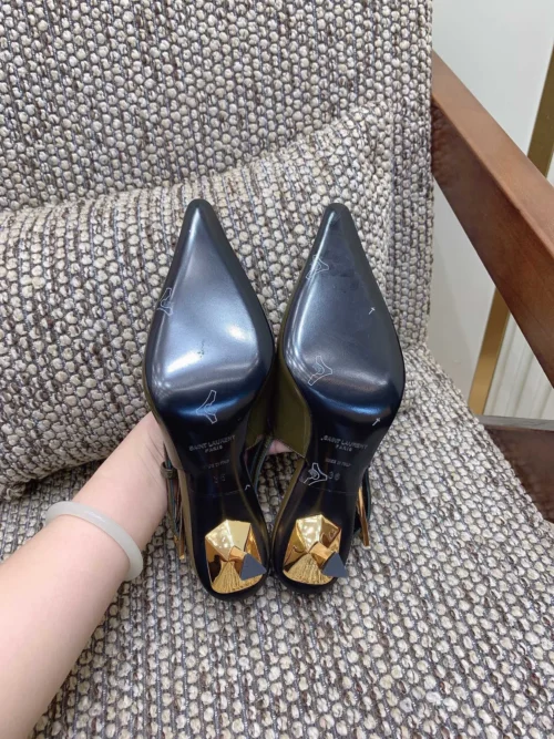 Saint Laurent Patent Leather Pointed-Toe Slingback Pumps