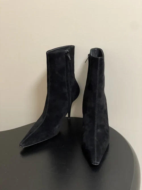 Saint Laurent Lambskin Pointed-Toe Ankle Boots