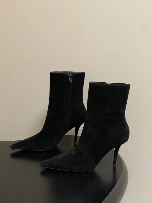 Saint Laurent Lambskin Pointed-Toe Ankle Boots