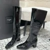 Saint Laurent Square-Toe Knee-High Boots