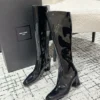 Saint Laurent Square-Toe Knee-High Boots