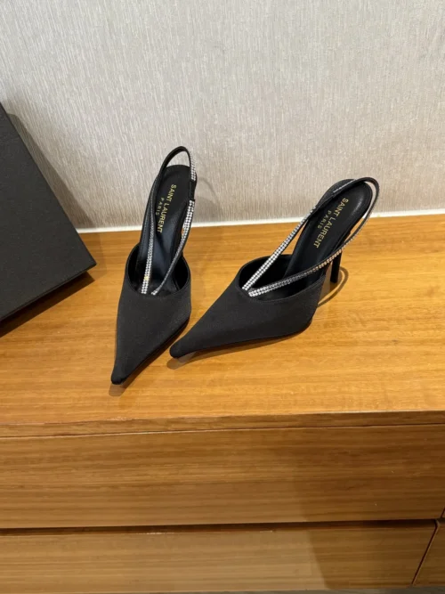 Saint Laurent Pointed-Toe Crystal-Embellished Pumps