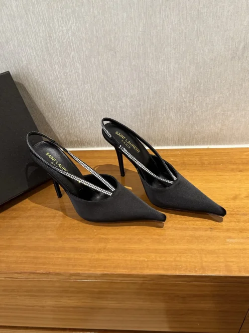 Saint Laurent Pointed-Toe Crystal-Embellished Pumps