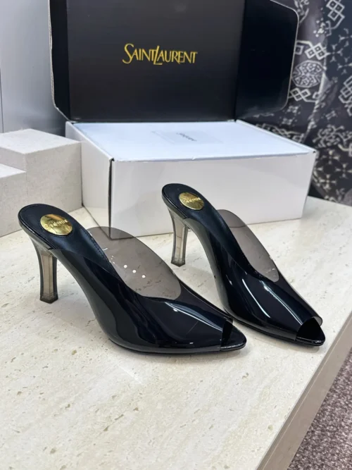 Saint Laurent Leather Pointed-Toe Slides