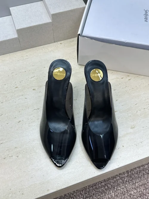 Saint Laurent Leather Pointed-Toe Slides