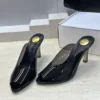 Saint Laurent Leather Pointed-Toe Slides