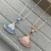 Bvlgari Blue Stone Fan Pavé Pendant Necklace