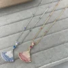 Bvlgari Blue Stone Fan Pavé Pendant Necklace