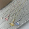 Bvlgari Blue Stone Fan Pavé Pendant Necklace