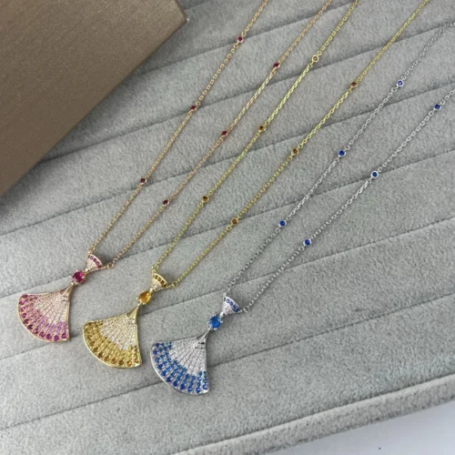 Bvlgari Blue Stone Fan Pavé Pendant Necklace