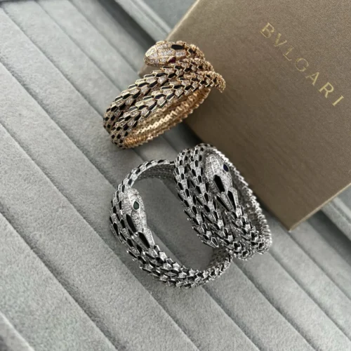 Bvlgari Black Onyx Snake Stone-Accented Bangle Bracelet