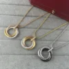 Cartier Chain Link Double-Layer Pendant Necklace