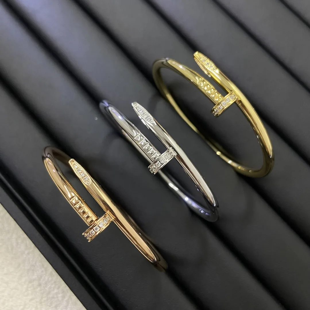 JWCARTIER0035-01 Cartier Nail Stone-Accented Bangle Bracelet
