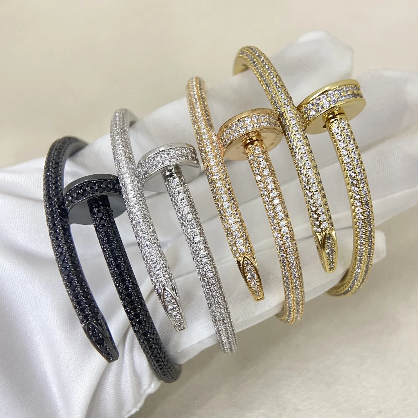JWCARTIER0036-01 Cartier Nail Pavé Bangle Bracelet