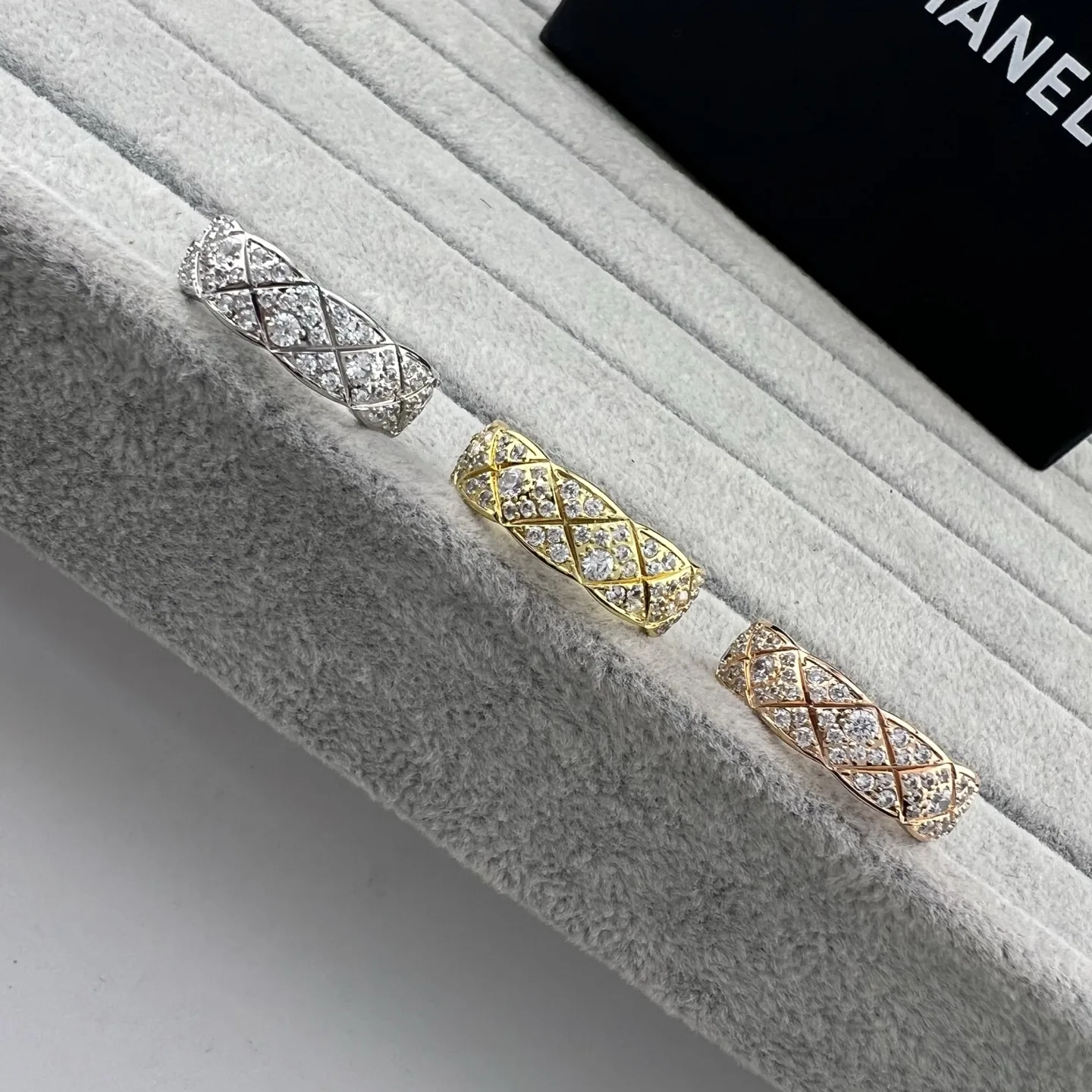 JWCHANEL0003-01 Chanel Quilted Pavé Ring