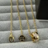 Chanel Quilted Stone-Accented Pendant Necklace