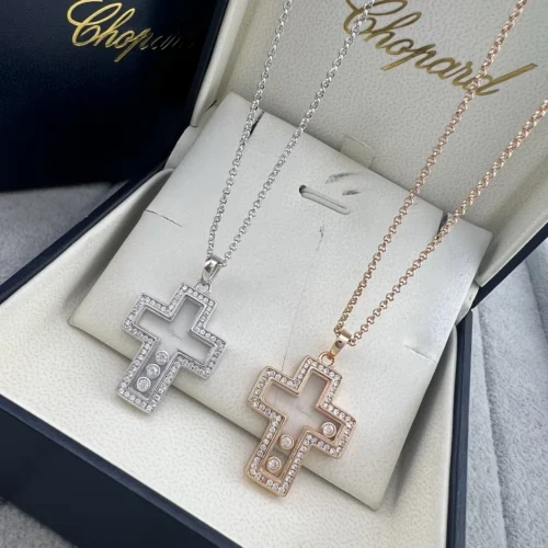 Chopard Happy Diamonds Cross Three-Stone Pavé Necklace