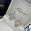 Chopard Happy Diamonds Cross Three-Stone Pavé Necklace