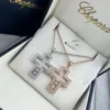 Chopard Happy Diamonds Cross Three-Stone Pavé Necklace