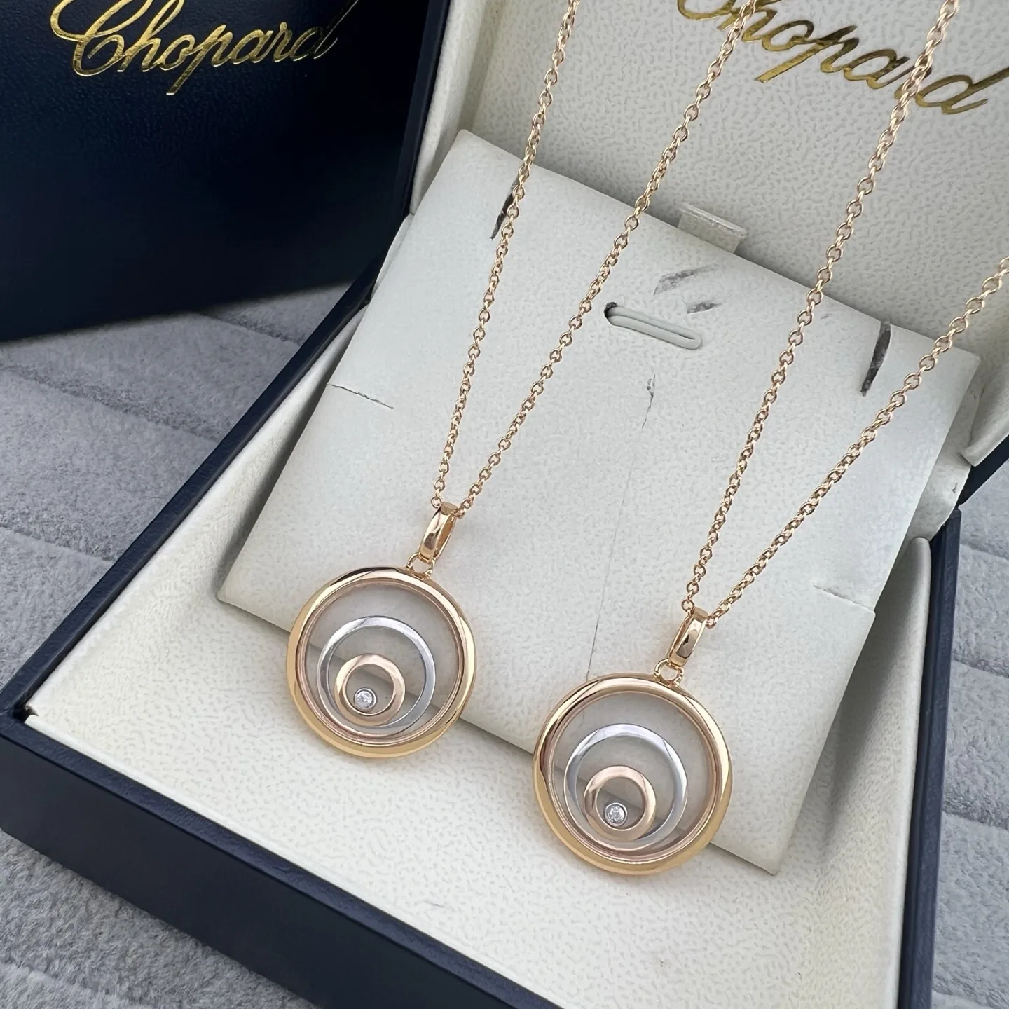 Chopard Multi-Ring Single-Stone Two-Tone Pendant Necklace