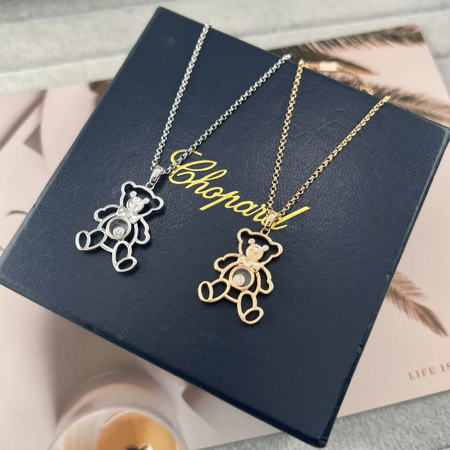 Chopard Teddy Bear Single-Stone Openwork Pendant Necklace