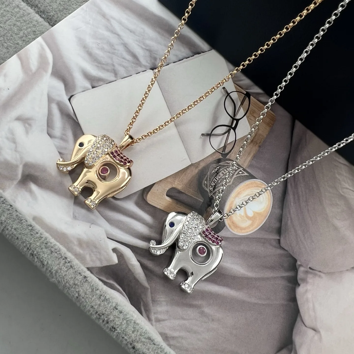 Chopard Pink Stone Elephant Stone-Accented Pendant Necklace