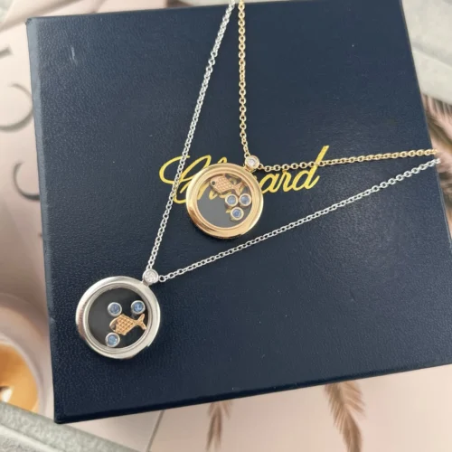 Chopard Goldfish Three-Stone Pendant Necklace