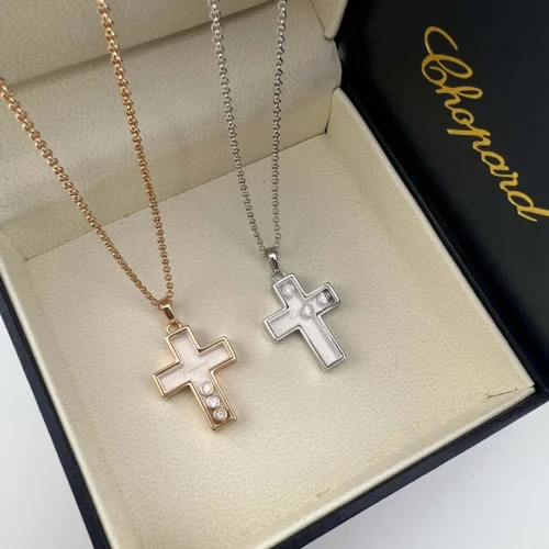 Chopard Cross Three-Stone Pendant Necklace