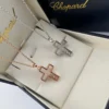 Chopard Cross Three-Stone Pendant Necklace
