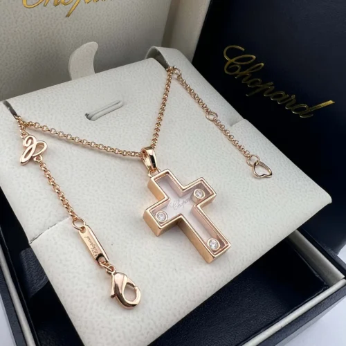 Chopard Cross Three-Stone Pendant Necklace