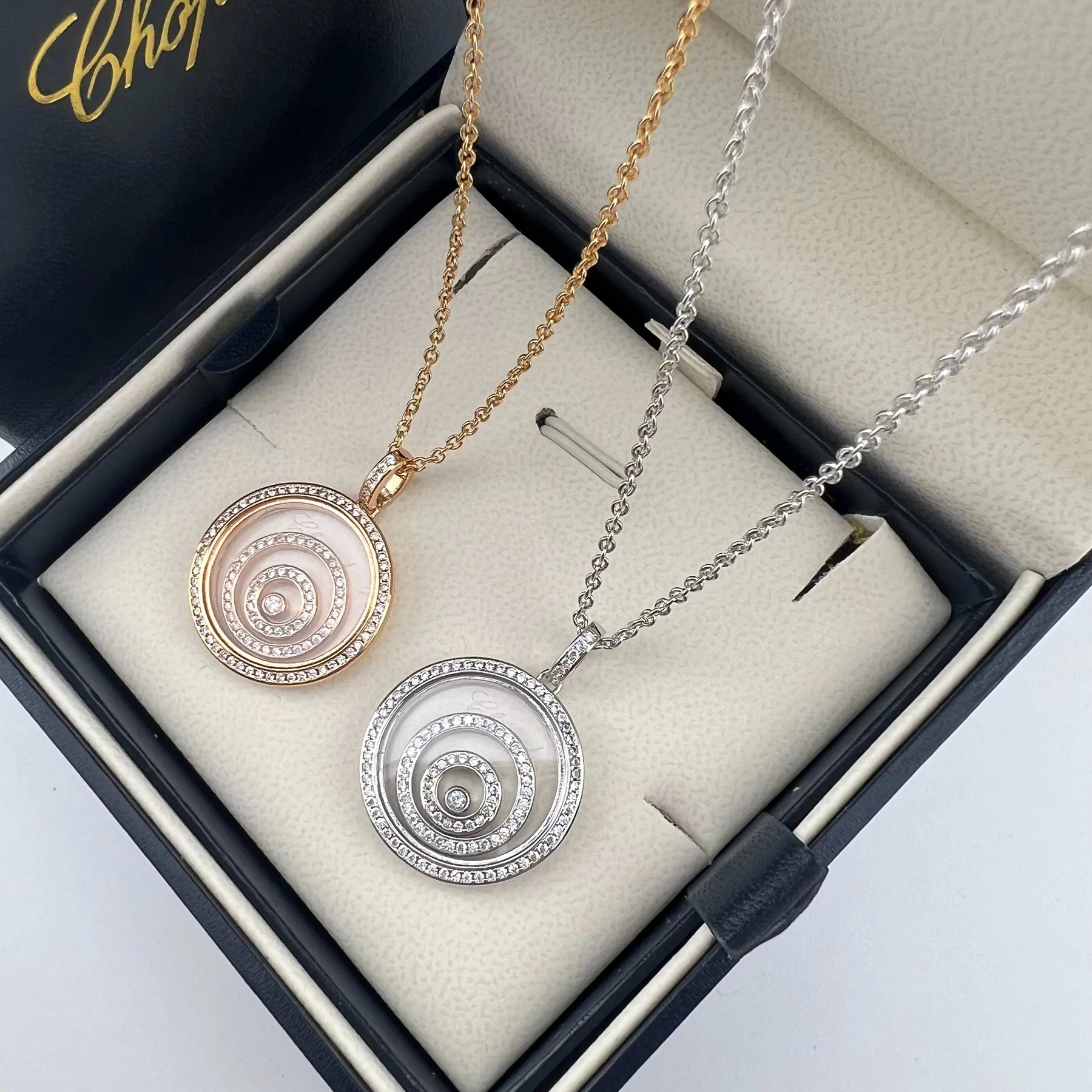 Chopard Round Pavé Pendant Necklace
