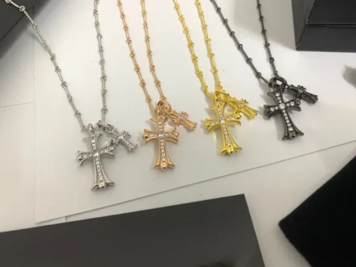 Chrome Hearts Cross Pavé Necklace