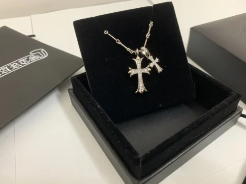 Chrome Hearts Cross Pavé Necklace