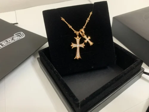 Chrome Hearts Cross Pavé Necklace