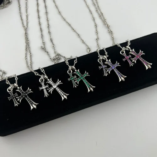Chrome Hearts Cross Stone-Accented Necklace