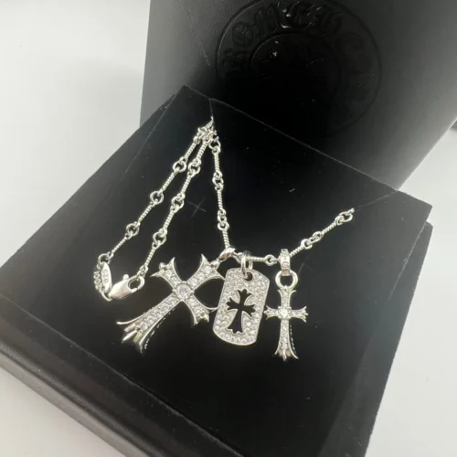Chrome Hearts Cross Stone-Accented Necklace