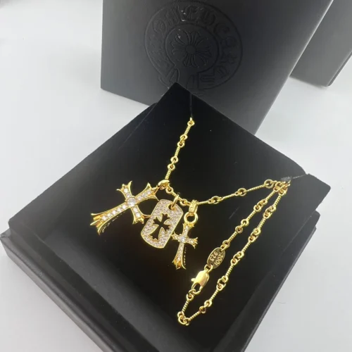 Chrome Hearts Cross Stone-Accented Necklace