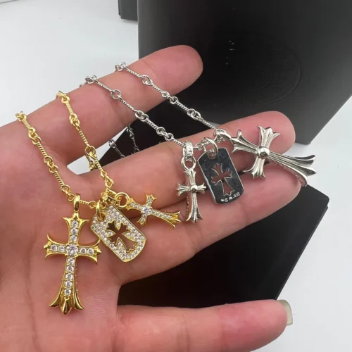 Chrome Hearts Cross Stone-Accented Necklace